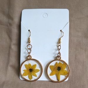 Pressed Flower Dangle Earrings